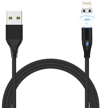 Кабель синхронизации USB->Apple Lightning Jet.A Lighting 8-pin/M - USB2.0 A/M JA-DC48 Magnetic QC 3A 1m Black